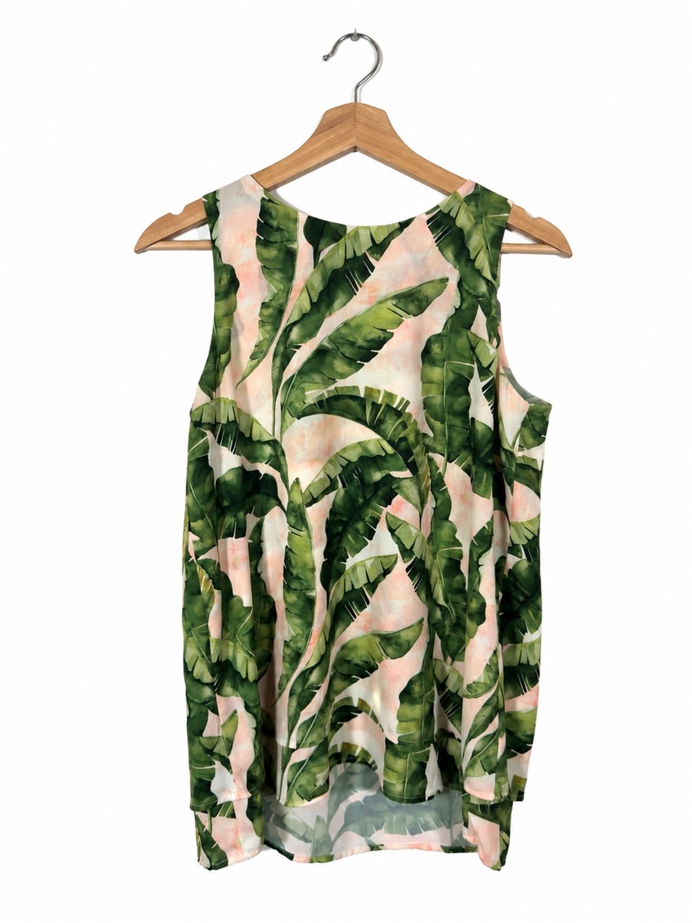 Alex Marie Women's Tropical Tank Top Flowy Blouse Size S Green Casual Vacation